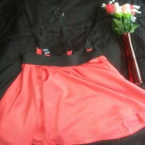 Orange Skirt With Attached Suspenders